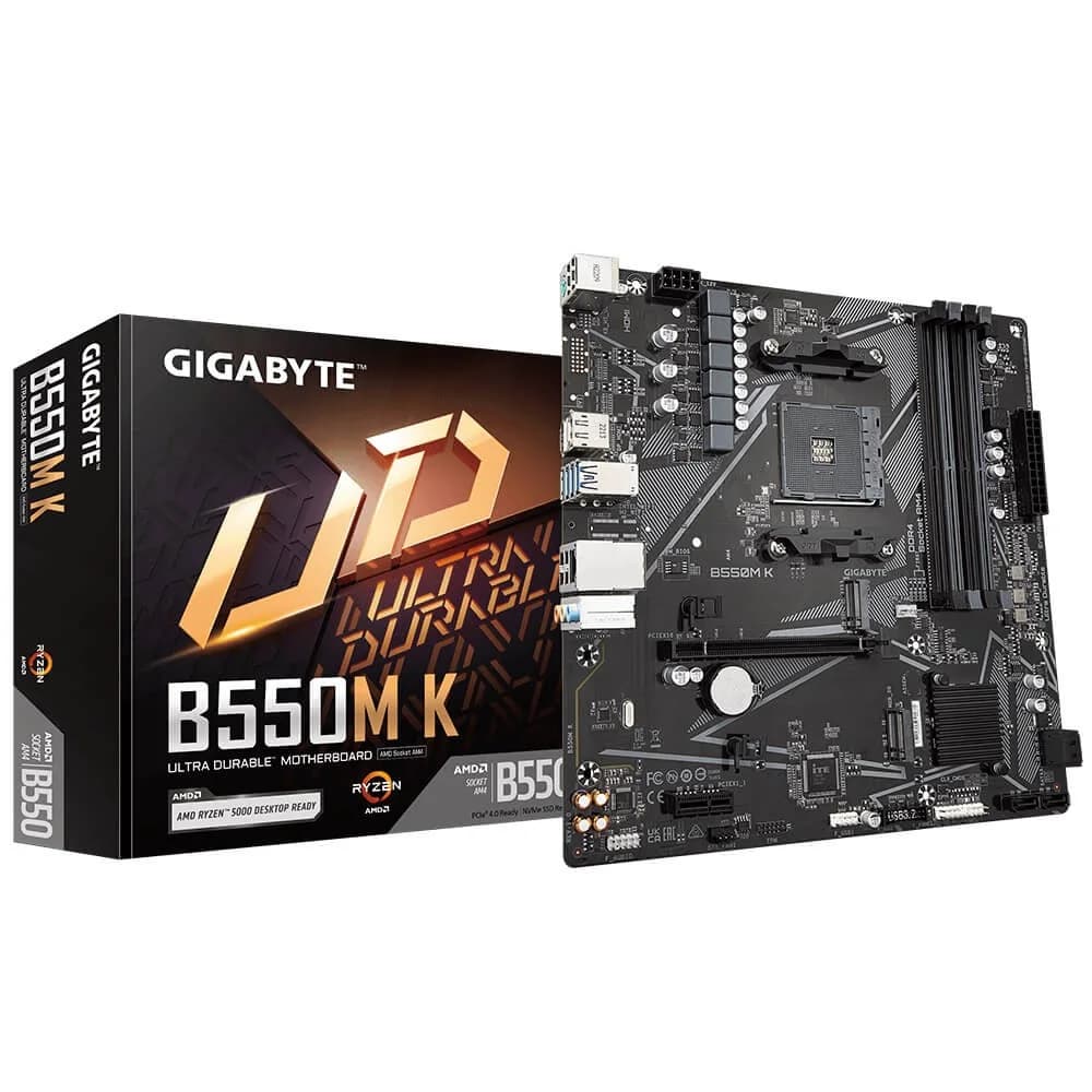 Placa Mãe Gigabyte B550M-K AM4 B550 mATX DDR4 por R$ 457,11 na gigantec