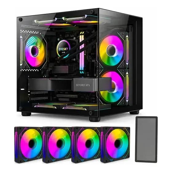 Gabinete Gamer Hayom Aquário Com 4 Cooler Fan Led Rgb na Mercado Livre