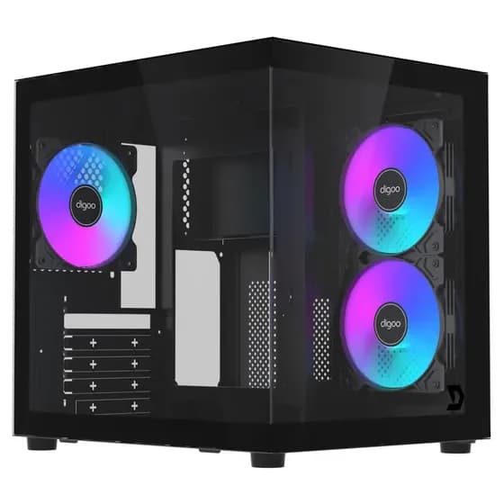 Gabinete Gamer Digoo D-cube M-atx Itx 100% Vidro 3 Fans Argb Com Reverse por R$ 194,00 na Mercado Livre