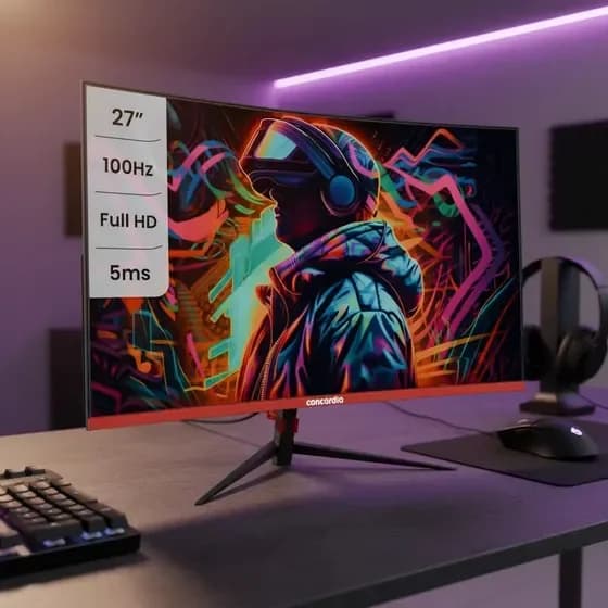 Monitor gamer curvo Concórdia Gamer CZ270F led 27 Polegadas preto/vermelho FULL HD por R$ 598,13 na Mercado Livre