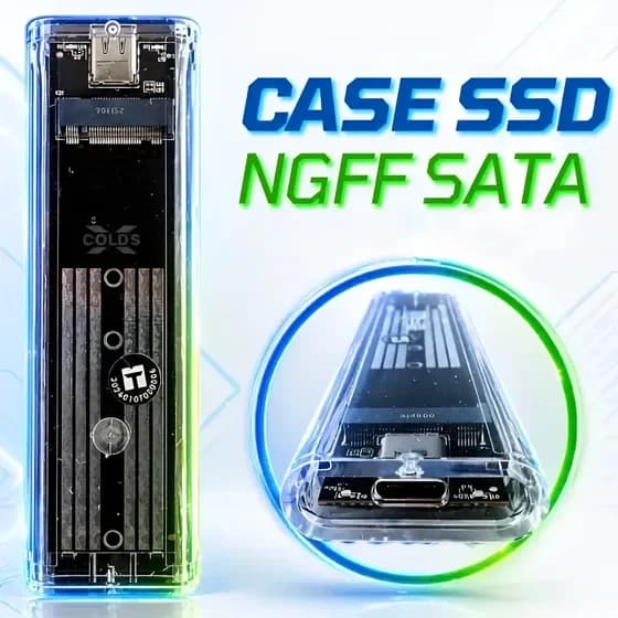Case Ssd M2 Ngff Sata Usb-c Cabo Usb-a Alta Velocidade Compacto Transparente Gaveta Externa Xcold's por R$ 29,00 na Mercado Livre