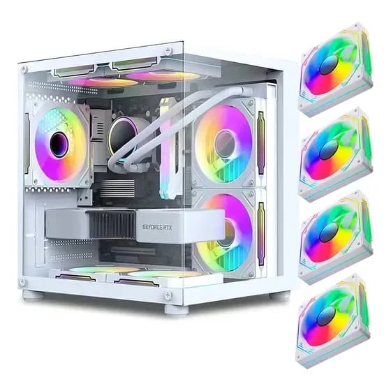 Gabinete Gamer Aquário Em Vidro Com 4 Fans Rgb Gb1797 Cor Branco por R$ 211,76 na Mercado Livre