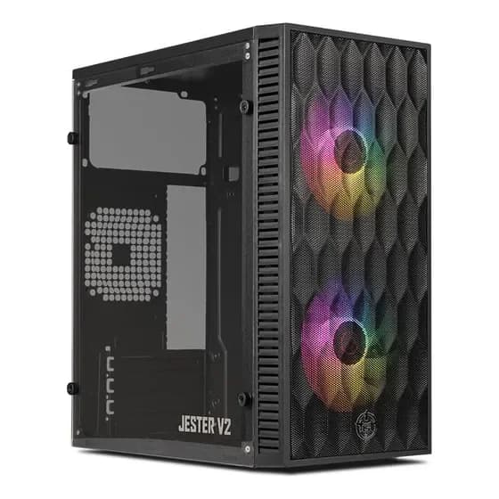 Gabinete Gamer TGT Jester V2 Preto Mini-Tower com Acrílico e 2 Fans Rainbow por R$ 89,30 na Mercado Livre