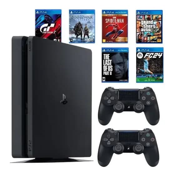 Playstation 4 Slim 1tb 2 Controles + 4 Jogos Fisicos + Quadro Decorativo (Recondicionado) por R$ 2.060,00 na Mercado Livre