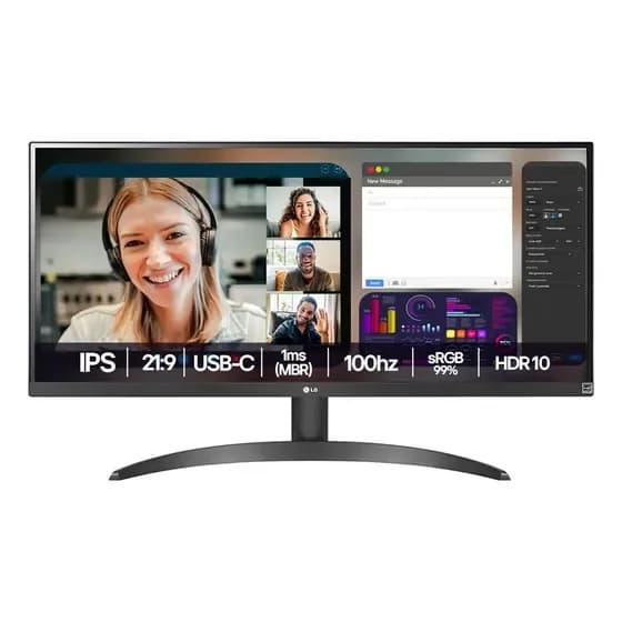 Monitor LG UltraWide™️ - Tela IPS de 29", 21:9, HDR10, sRGB 99%, 100Hz - 29WQ500 por R$ 1.179,00 na Mercado Livre