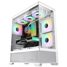Gabinete Gamer Gamemax Vista White, Mid Tower, ATX, Vidro Temperado, Branco, Sem Fonte, Sem Fan por R$ 249,99 na Terabyte
