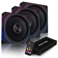 Kit Fan com 3 Unidades Round5 Nordwind Black, ARGB, 120mm, Com Controladora, PWM, Preto, R5-KIT-NORDWIND- por R$ 99,99 na Terabyte